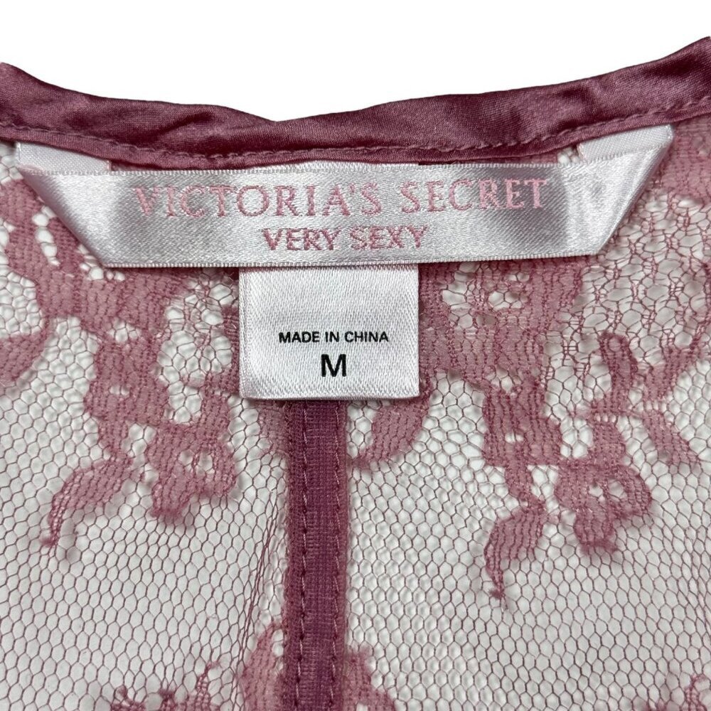 VTG Y2K Victoria's Secret Babydoll Dress Sz.M Pink Floral Lace Sheer Coquette - Picture 6 of 10